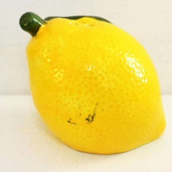Lemon Shape Salt And Pepper Shakers Bottom Plugs Intact Table Serveware Decor - Picture 2 of 5